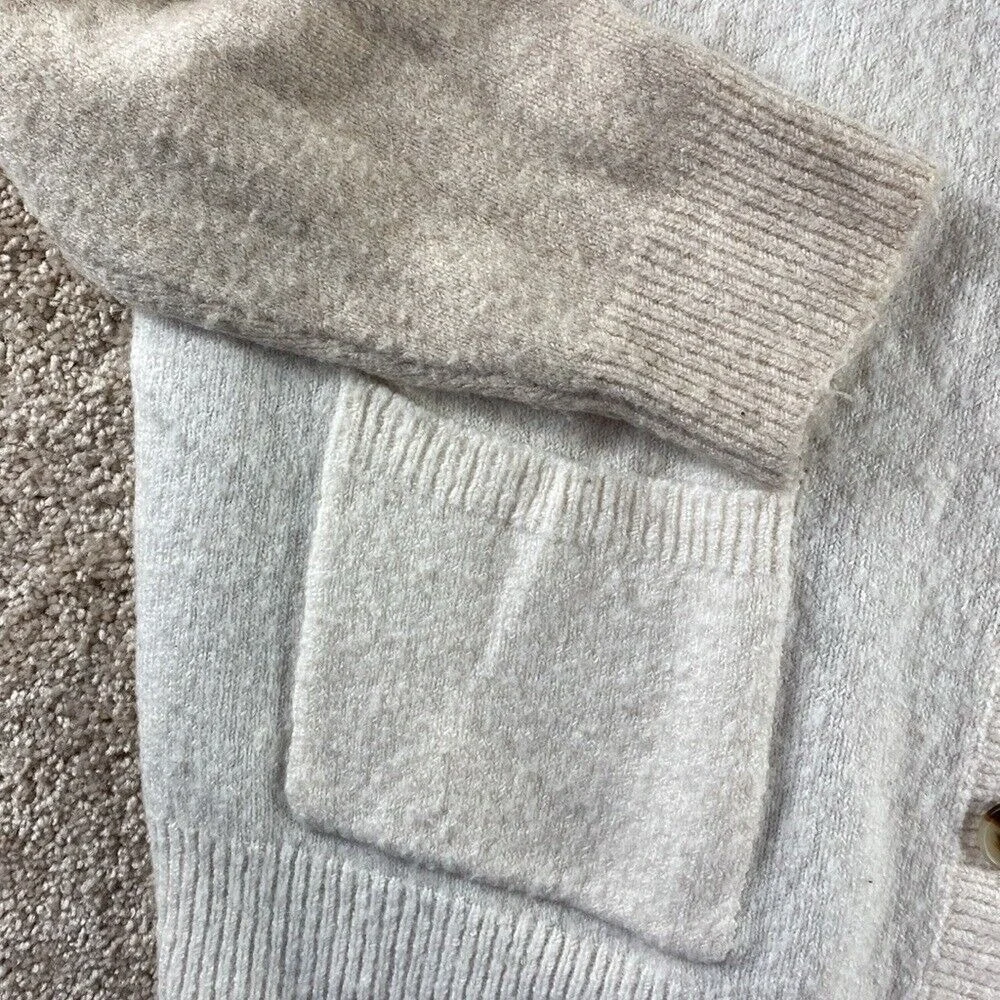 Madewell Womens Colorblock Wool‎ Blend Cardigan Sweater Cream Tan Brown AC796 XS